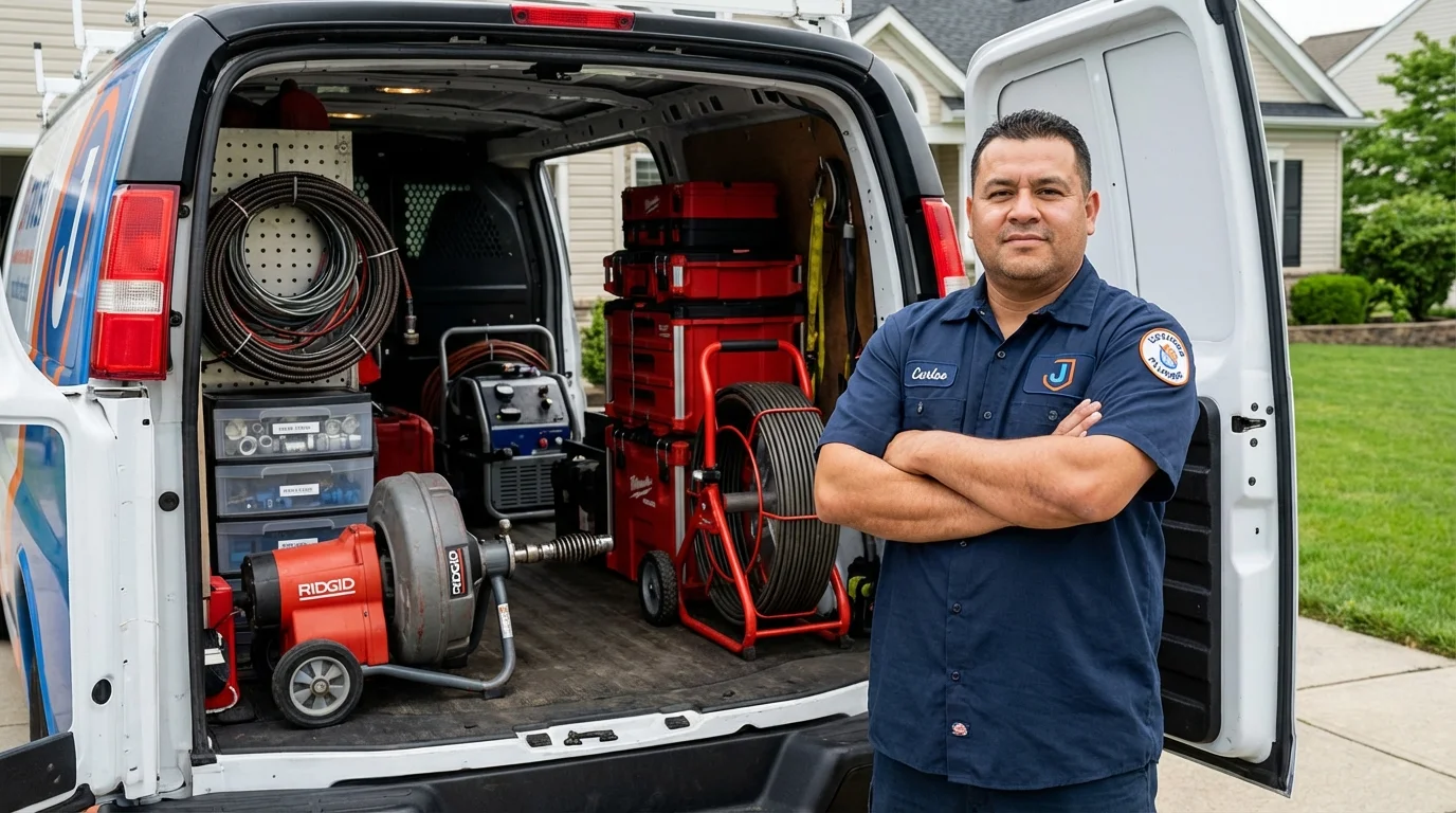 Professional drain cleaning equipment and Johns Plumbing LLC plumber in Alton